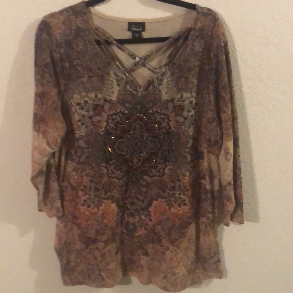 Emma v neck crisscross Top 1X